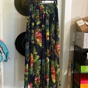 Floral Tropical Maxi Skirt - Navy Floral